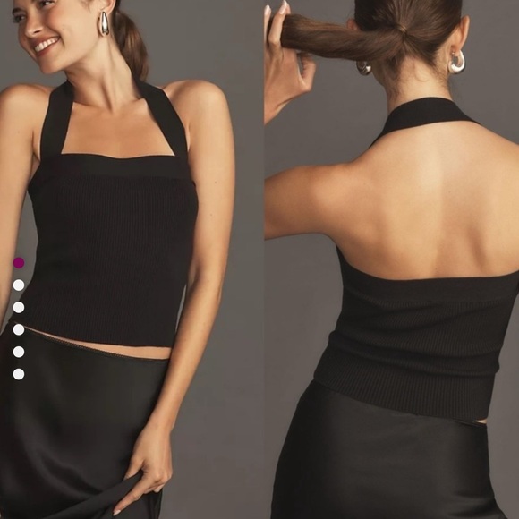 Reformation Tops - Reformation Galina organic cotton sweater halter tank black ribbed knit